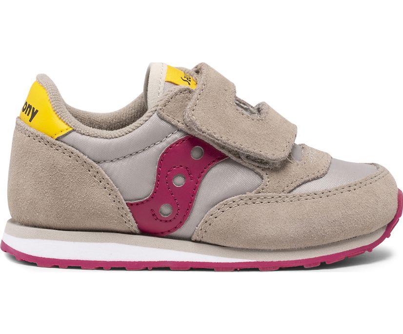 Saucony Baby Jazz Hook & Loop Sneakers Barn Grå Vinröda | Sverige 718MQZ